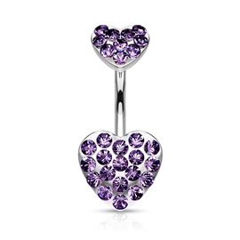 Piercing do pupíku - Srdíčko s kamínky PBP00296 5