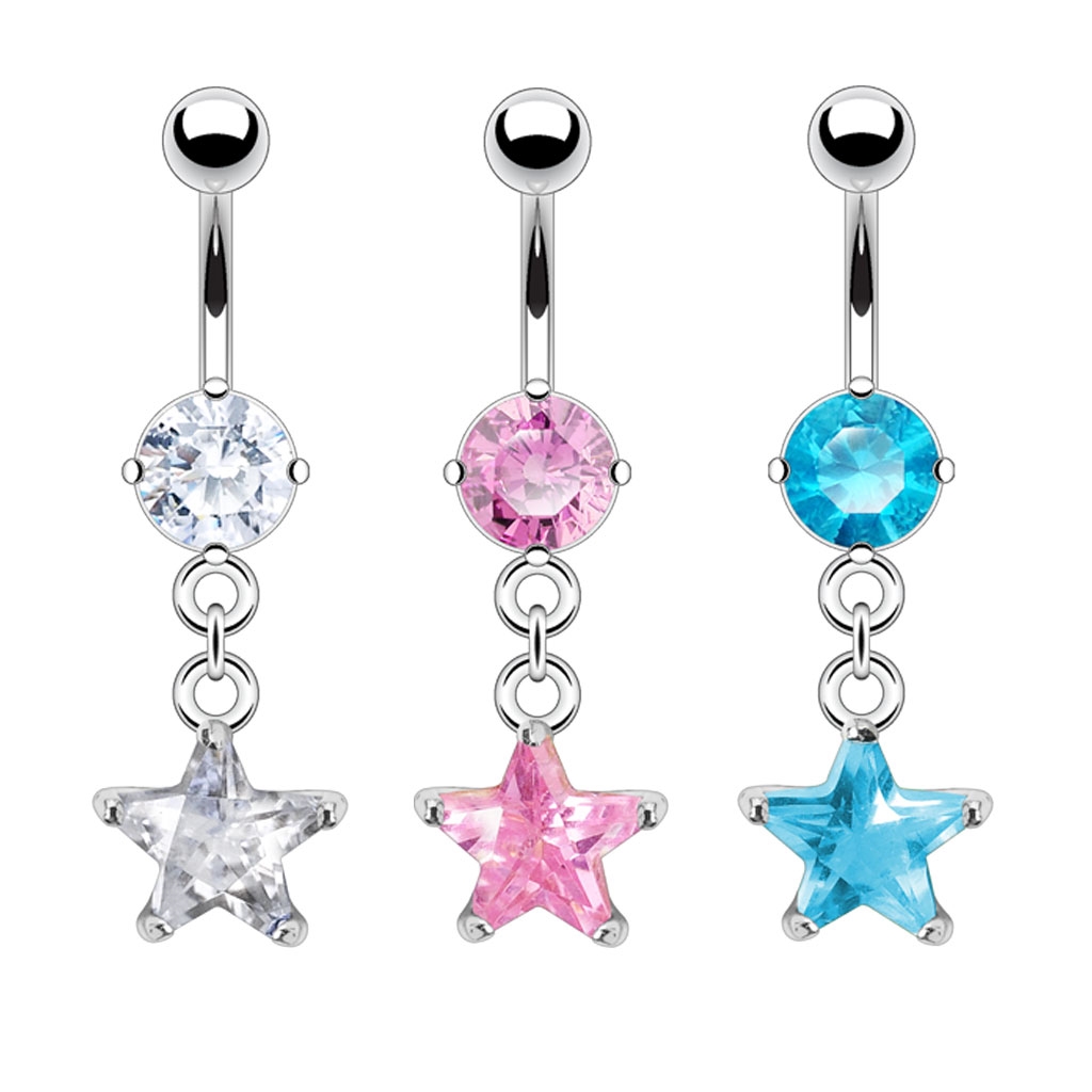 Piercing do pupíku - zavěšená hvězda PBV00435