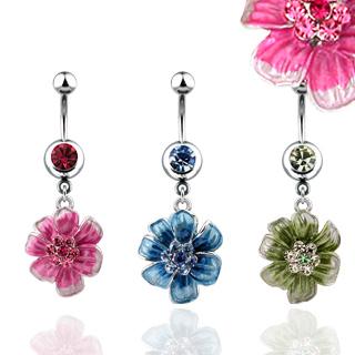 Piercing do pupíku - zavěšená kytka PBV00443