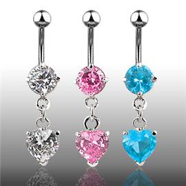 Piercing do pupíku - zavěšené srdce PBV00434 1
