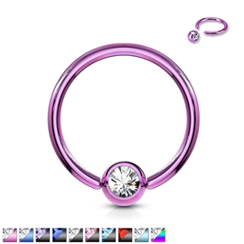 Piercing kroužek - kulička s kamínkem PKR00116 1