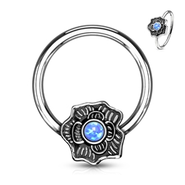 Piercing kroužek - kytka s kamínkem PKR00111 5