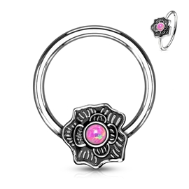 Piercing kroužek - kytka s kamínkem PKR00111 2