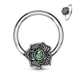 Piercing kroužek - kytka s kamínkem PKR00111 3