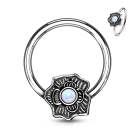 Piercing kroužek - kytka s kamínkem PKR00111 4