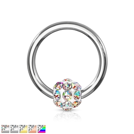 Piercing kroužek s kuličkou s krystaly PKR00105 1