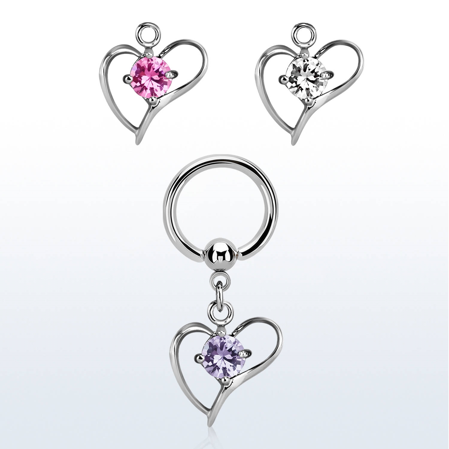 Piercing kroužek - srdíčko PKR00100