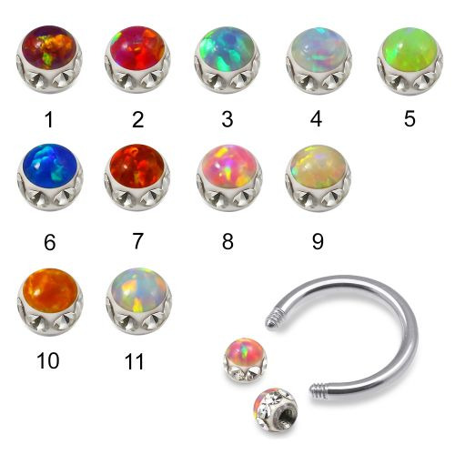 Piercing podkova s opálem PPO00108