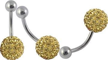 Piercing se stříbrnou kuličkou a kuličkou s krystaly PBSW00044 1