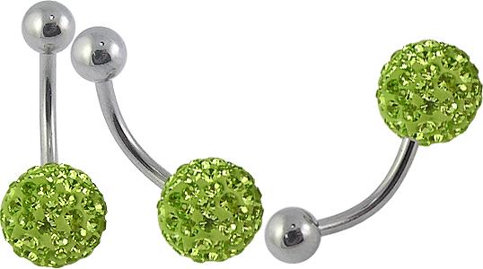 Piercing se stříbrnou kuličkou a kuličkou s krystaly PBSW00045