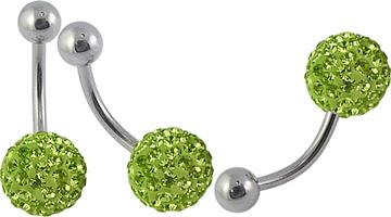 Piercing se stříbrnou kuličkou a kuličkou s krystaly PBSW00045 1