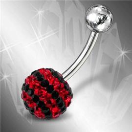 Piercing se stříbrnou kuličkou a kuličkou s krystaly PBSW00046 1
