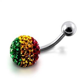 Piercing se stříbrnou kuličkou a kuličkou s krystaly PBSW00049 1