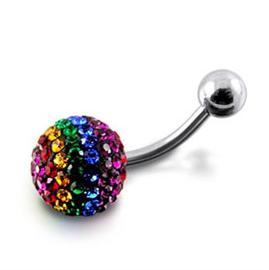 Piercing se stříbrnou kuličkou a kuličkou s krystaly PBSW00050 1