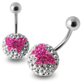 Piercing se stříbrnou kuličkou a kuličkou s krystaly PBSW00051 1