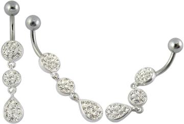 Piercing se stříbrnou kuličkou a příslušenstvím s krystaly PBSW00033 1