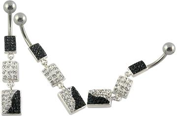 Piercing se stříbrnou kuličkou a příslušenstvím s krystaly PBSW00035 1