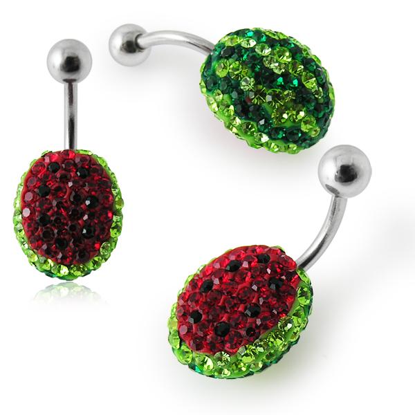 Piercing se stříbrnou kuličkou a příslušenstvím s krystaly PBSW00038