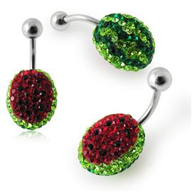 Piercing se stříbrnou kuličkou a příslušenstvím s krystaly PBSW00038 1