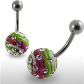 Piercing se stříbrnou kuličkou a příslušenstvím s krystaly PBSW00041 1