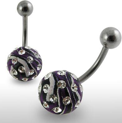 Piercing se stříbrnou kuličkou a příslušenstvím s krystaly PBSW00042