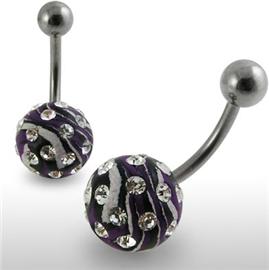 Piercing se stříbrnou kuličkou a příslušenstvím s krystaly PBSW00042 1