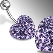 Piercing se stříbrnou kuličkou a srdíčkem s krystaly PBSW00057 1