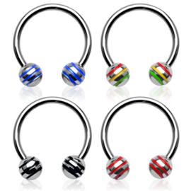 Podkova s kuličkami s barevnými pruhy PPO00053 1