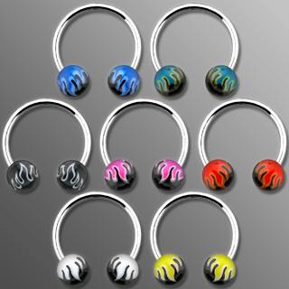 Podkova s kuličkami s plameny PPO00055