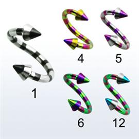 Spirála s hroty anodizovaná - pruhovaná PSP00056