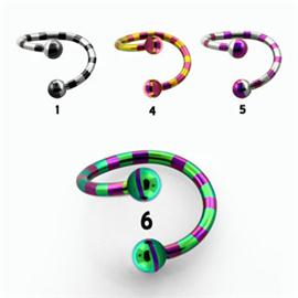 Spirála s kuličkami anodizovaná - pruhovaná PSP00055 1