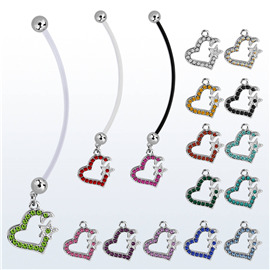 Těhotenský piercing do pupíku - srdíčko PBV00580 1